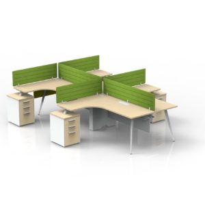 Four Person Workstation With Privacy Panels
