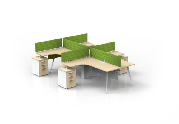 Four Person Workstation With Privacy Panels