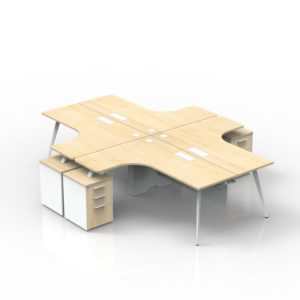 Four Person Workstation With No Privacy Panels